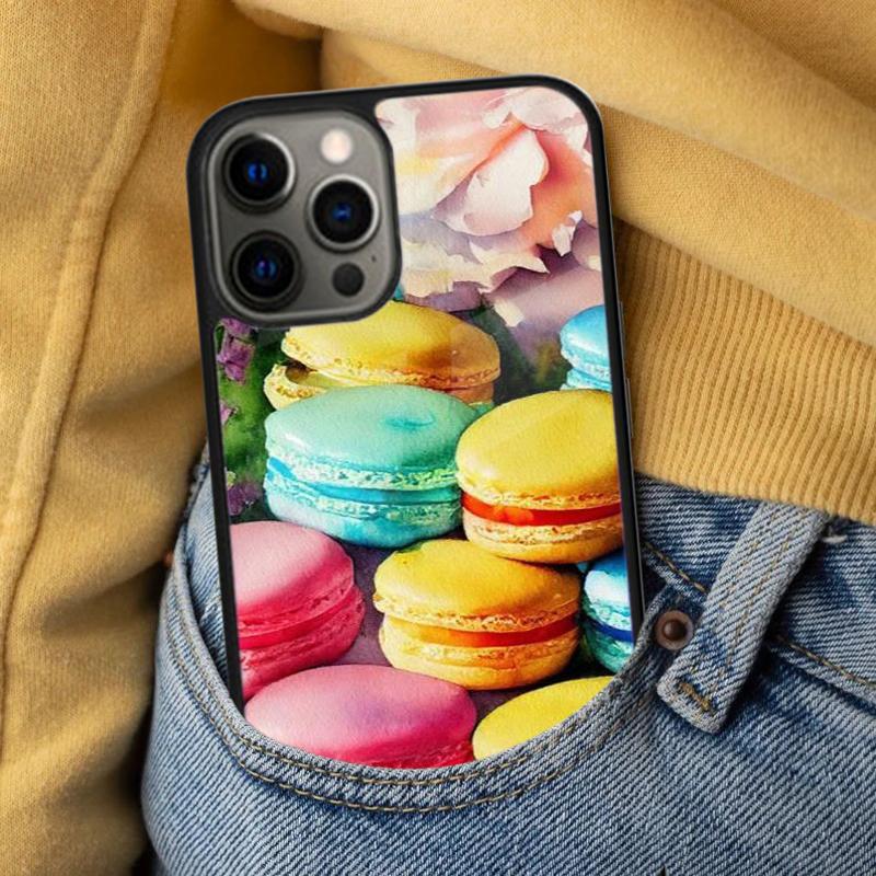 Macarons Cake Dessert Soft Phone Case for iPhone 17 Air 16e Pro max 15 Pro 13 14 Plus 11 12 MagSafe Magnetic Coque