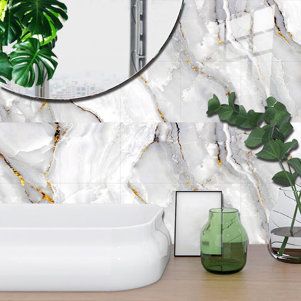 10 шт./компл. керамическая плитка из ПВХ с имитацией мрамора для предотвращения пятен Восстановленная самоклеящаяся бумага для украшения дома Декоративные пленки Наклейки на стены