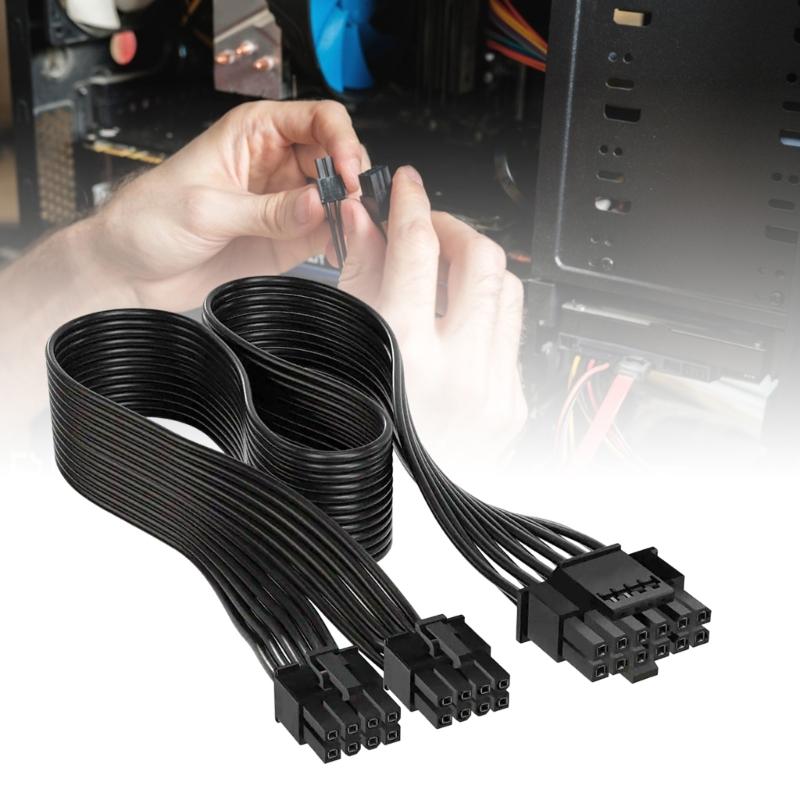 16PIN (12+4) Адаптер питания для видеокарты, два 8-контактных, прямое подключение, утолщенный провод 16AWG для стабильной подачи тока