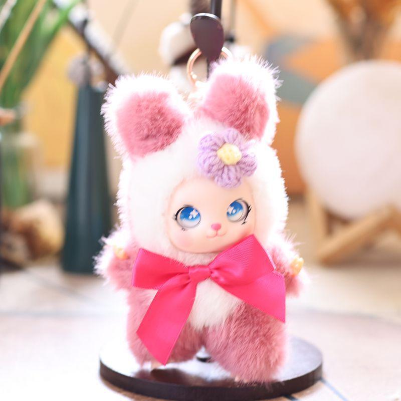 15cm Cute Animal Plush Keychain with Vinyl Doll for Backpack School Bag Pendant Soft Ornament for Child