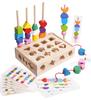 Shinse Montessori Educational Threading Stick Matching for Toddlers Ages and Dexterity Shape and Color Early Colorful Wooden Toy for Boys and