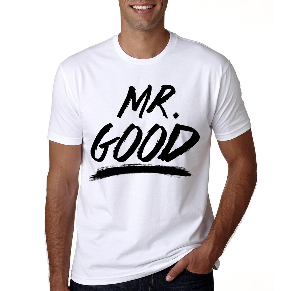 Летние парные футболки Mr Good Mrs Life с принтом букв, хлопковые футболки с круглым вырезом