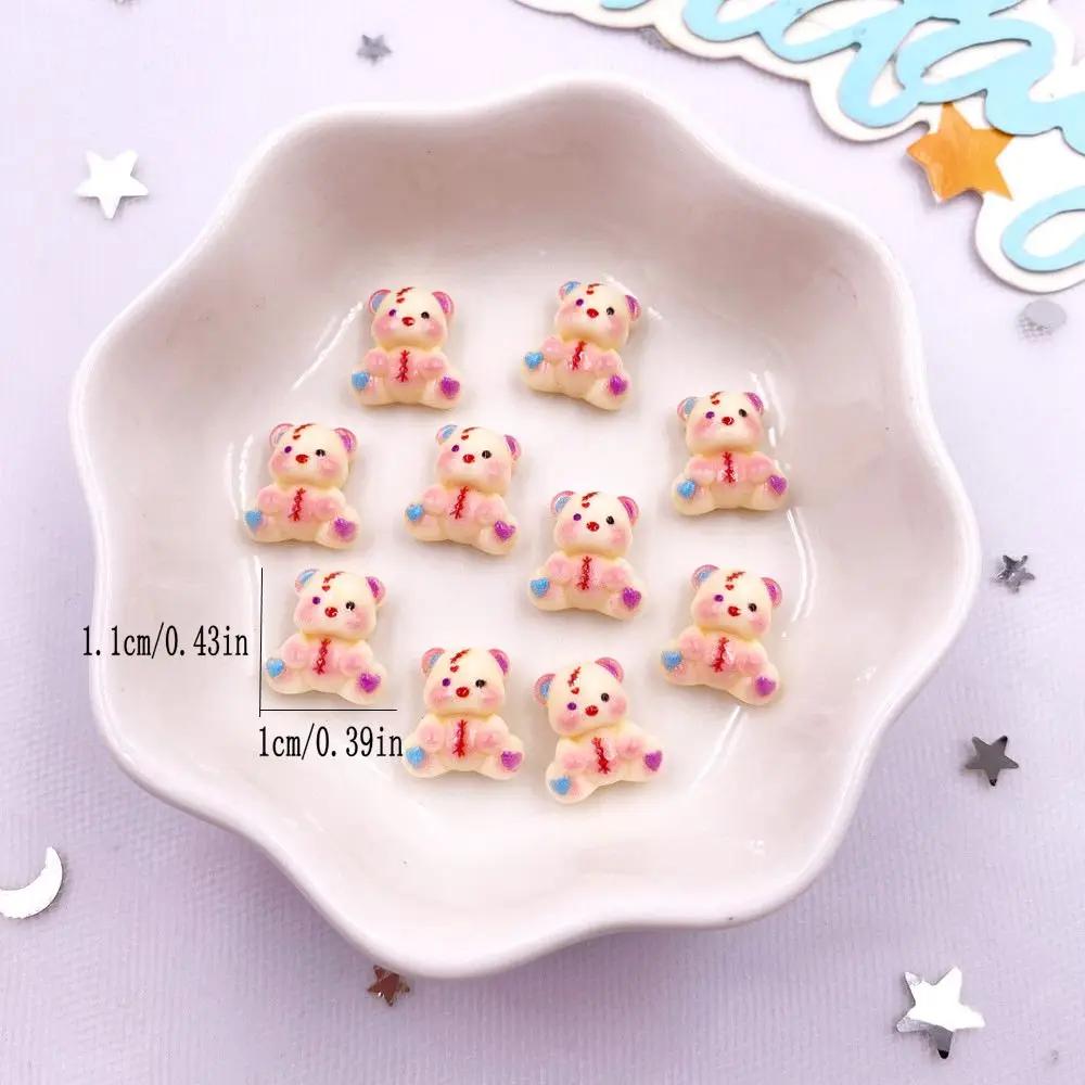 50 шт. красочные фигурки медведя из смолы с бантом из мультфильма «Любовь» с плоской задней частью для нейл-арта, украшения для самостоятельного скрапбукинга, аксессуары для поделок