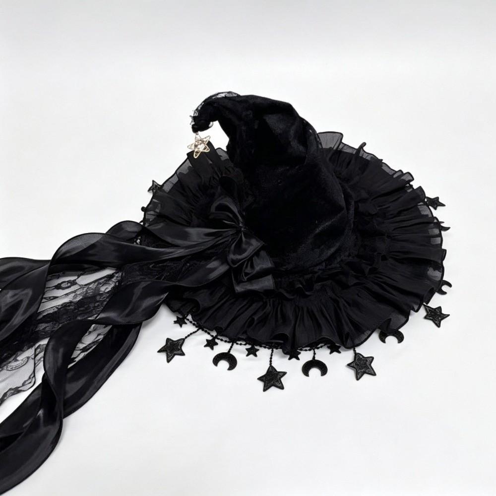 Ruffle Brim Witch Hat Wide Brim Cosplay Costume Hat Dramatic Gothic Hat Halloween Costume