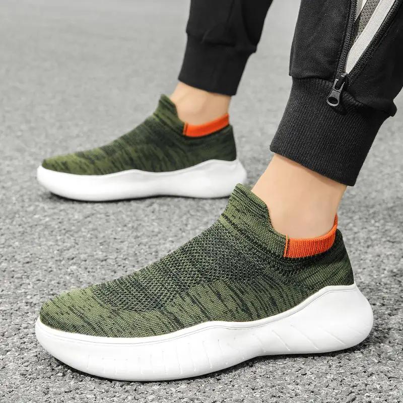 Fashion Minimalist Knit Men's Casual Sneakers Cushioned Insole Gym Walking Stylish Outdoor Comfortable Unisex Jogging Male Sports Shoes