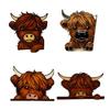 Highland Cow Window Corner Decoration 3D Printed Peeping Highland Cattle Home Office Living Room Door Window Frame Ornament