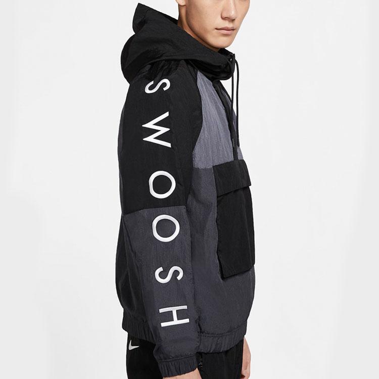 nike swoosh woven jacket in black