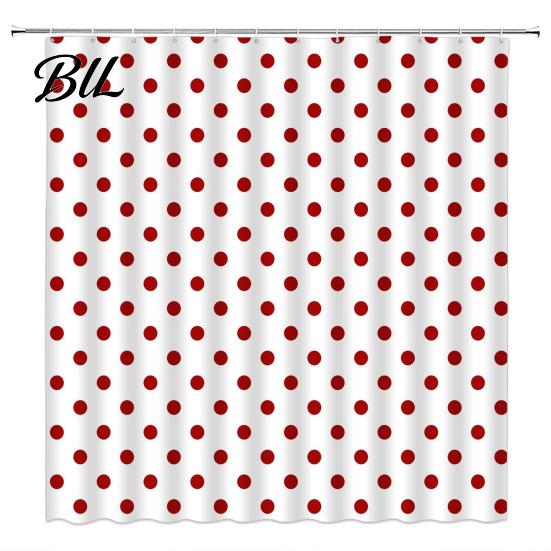 Decorative Shower Curtains for Tub Polka Dot Curtain with Hooks, Waterproof Fabric Bathroom Curtain, Retro Bath Quick Dry Stall Bathtub Decor,