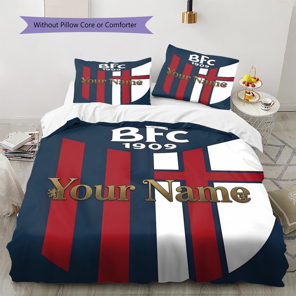 Bologna Fc Custom Name Pattern Bedding Quilt Set Quilt Cover Pillowcase Home Birthday Gift(1 * duvet cover + 2 * pillowcase, without core)
