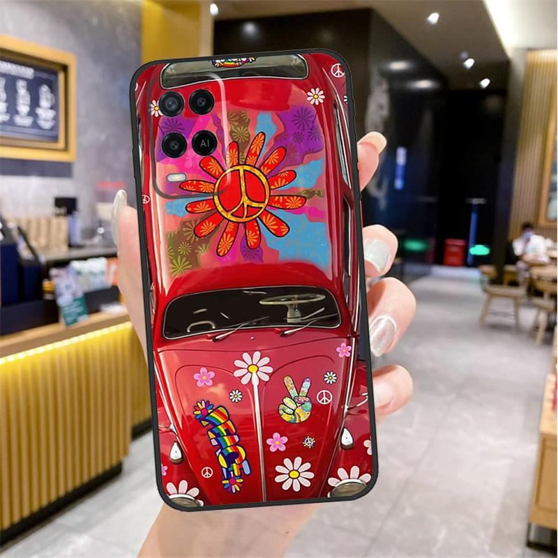 Hippie Peace Bus and Sunflower Case For Oppo A96 A76 A16 A17 A18 A60 A80 A40 A38 A58 A78 A98 A94 A74 A54 A15 A57 A77 A5 Pro