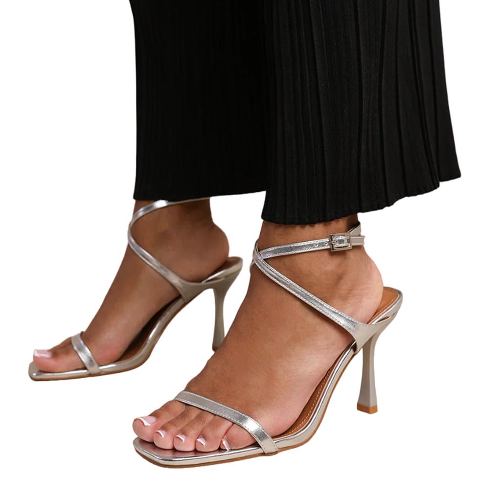 Where's That From Womens/Ladies Florida Barely There Faux Leather Crossover Strap High Heels