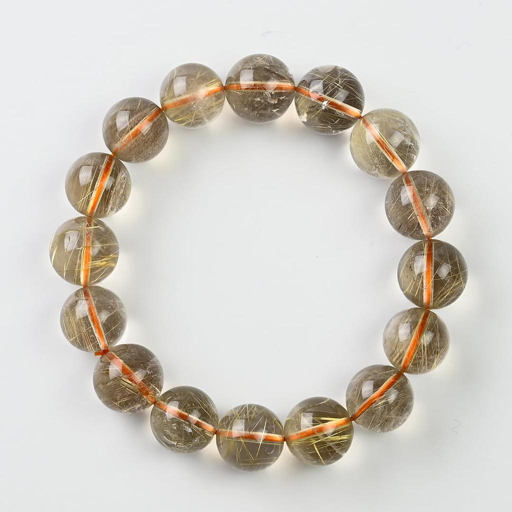 Jewelry Town Shosenkyo Rutilated Quartz 16cm Inner Power Stone for Good and Work [Eigado] Bracelet, 13.5mm Beads, Diameter, Fortune, Money,