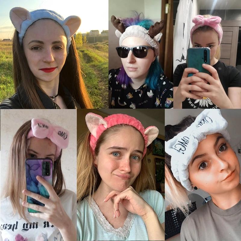 1 шт. женские эластичные резинки для волос из кораллового флиса, мягкие резинки для волос для лица, повязка на голову с бантом, аксессуары для волос для девочек, милые милые головные уборы