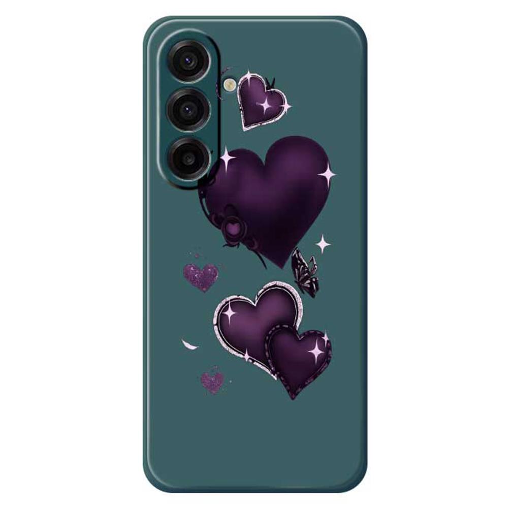 For Samsung Galaxy A17 5G Case Purple Love Pattern Printing Straight Edge TPU Phone Back Cover
