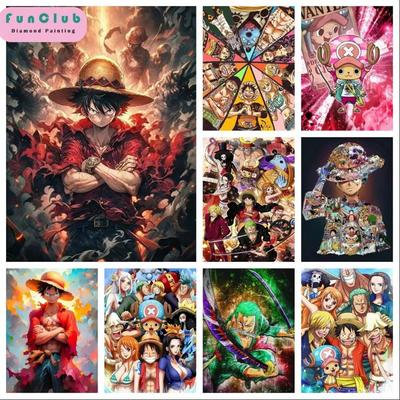 Ван Пис Луффи Аниме Алмазная Живопись 5D DIY Искусство Узор с Принтом Набор Пазл Холст Мозаика Стежок Вышивка Домашний Декор Детский Подарок