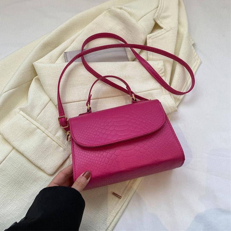 Сплошная цветная сумка через плечо с крокодиловым узором, повседневная сумка для женщин, модная сумка на плечо в корейском стиле, маленькая квадратная сумка
