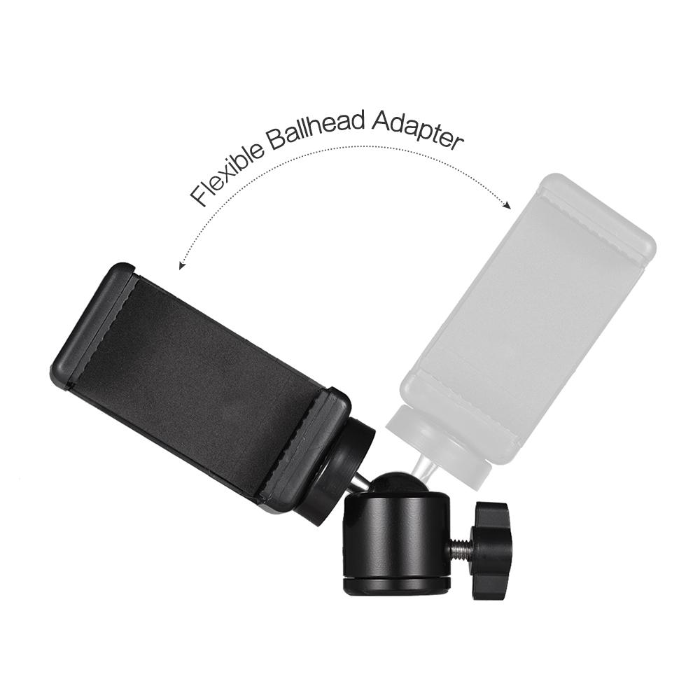 Adjustable Phone Holder Smartphone Clip + Flexible Ballhead Adapter Mount with 1 4 Inch Screw