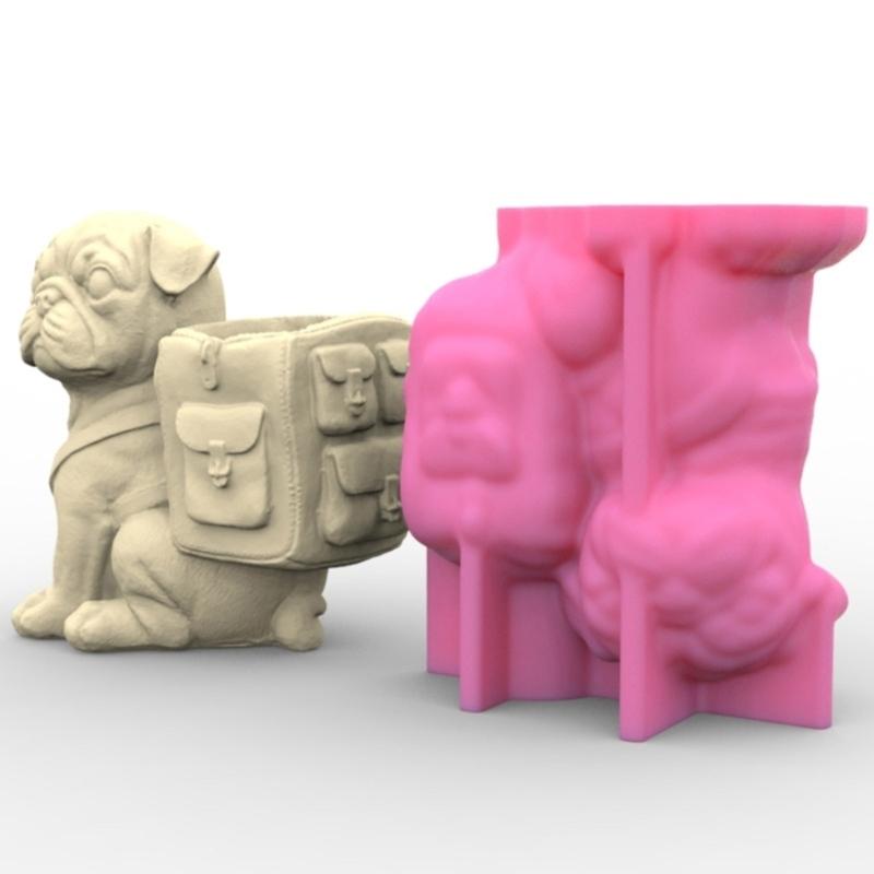 Уникальная силиконовая форма, 3D формы для цветов, милые формы для держателей ручек в форме мопса для сочных и держателей ручек