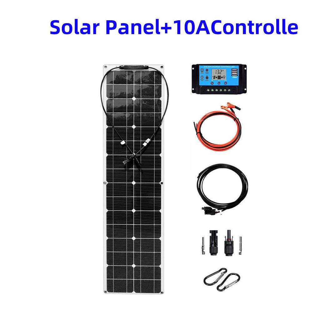50W 18V Flexible Monocrystalline Solar Panel Kit with Controller for RVs & Boats, Waterproof, Compatible with 100W/200W Systems