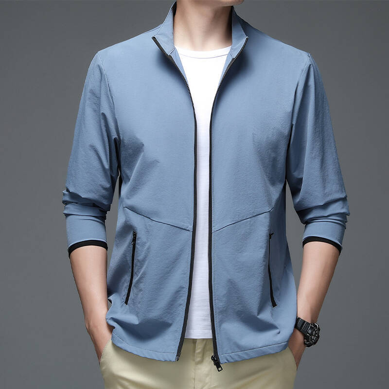 Men's Cardigan Jacket Spring Autumn Thin Summer Sports and Leisure Fitness Fabric Sweat Zipper Pocket
