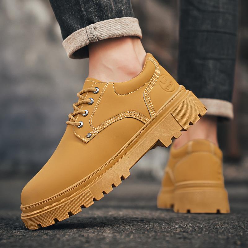Желтые мужские кроссовки низкие платформенные мужская одежда обувь однотонные мужские повседневные туфли ретро мотоциклетные кожаные туфли для ходьбы