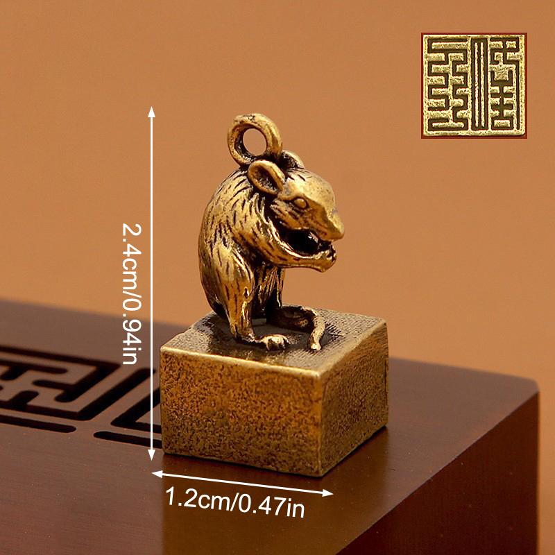 Китайский латунный зодиак винтажная печать брелок кулон подвеска для рюкзака ремесло сувенир подарок