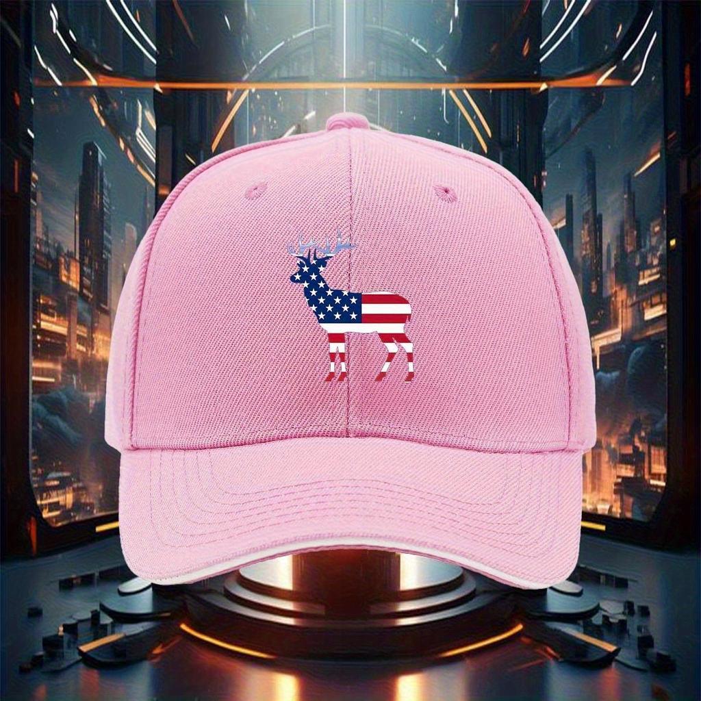 Patriotic Deer American Flag Baseball Cap Adult Adjustable Casual Cotton Hat Outdoor