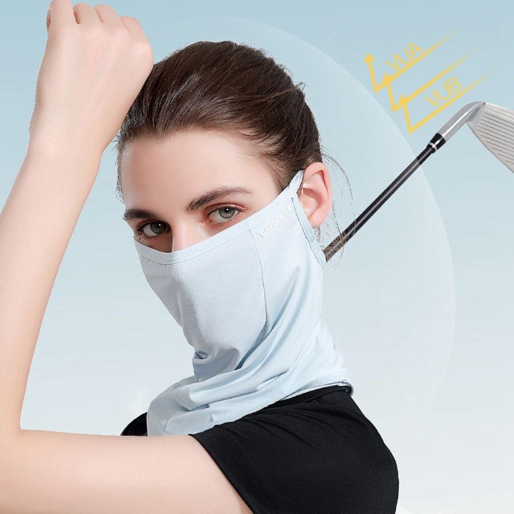Golf Solid Color Fishing Outdoor Sunscreen Face Scarf Ice Silk Mask Neck Wrap Cover Face Cover