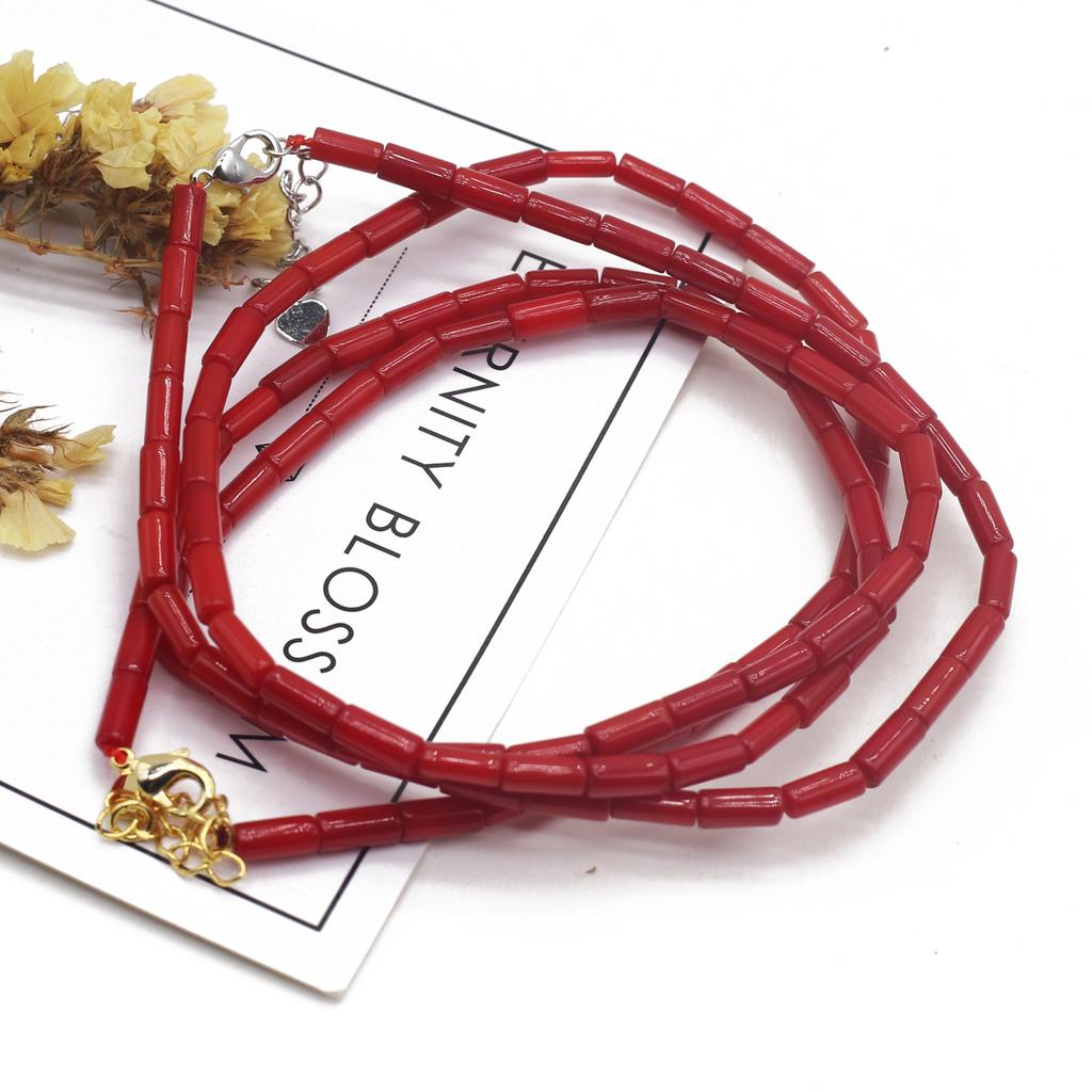 Синтетические бусины из красного коралла, 1 нить, 3 × 5 мм, цилиндрические свободные бусины-разделители для изготовления ювелирных изделий, ожерелья, браслета, аксессуары, длина 38 см