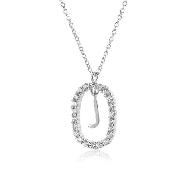 Sterling Color Gold Tone 26 Letters Z Alphabet Initial Long Chain Necklaces Ovals High End Jewelry Crystal Stone Cubic Zircon ChokerLuxury