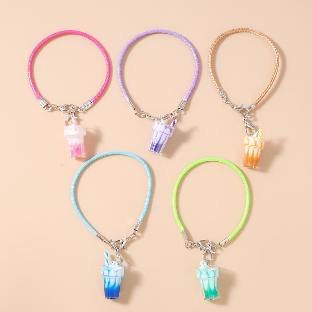 5pcs Simulation Fruit Juice Phone Chain Women Girls Drink Bottle Phone Strap DIY Keychain Pendants Mobile Lanyard Jewelry Gift