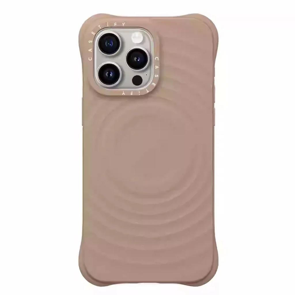 Силиконовый чехол с гравировкой букв 'Ripple' и магнитом для iPhone 17 Pro Max 16 15 14 13, модный, с защитой кнопки камеры, противоударный защитный чехол