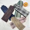 Перчатки из замши для японских девушек, клетчатые, флисовые, утолщенные, термоперчатки для студенток с разделением пальцев