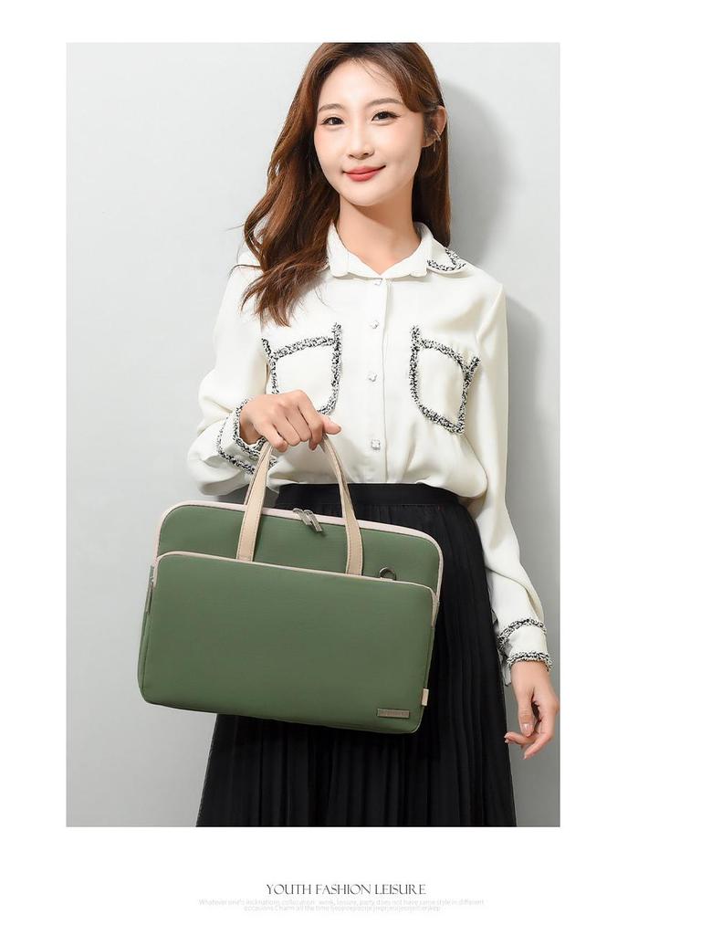 Morandi Lightweight & Fashionable Single-Shoulder Waterproof Laptop Bag, Plush Tote Briefcase for 13/16 Inch Computers