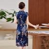 Улучшенная версия красивого шелкового платья ципао с чувством дизайна, летняя новинка, маленькая ретро-юбка из шелка-тутового шелкопряда с принтом
