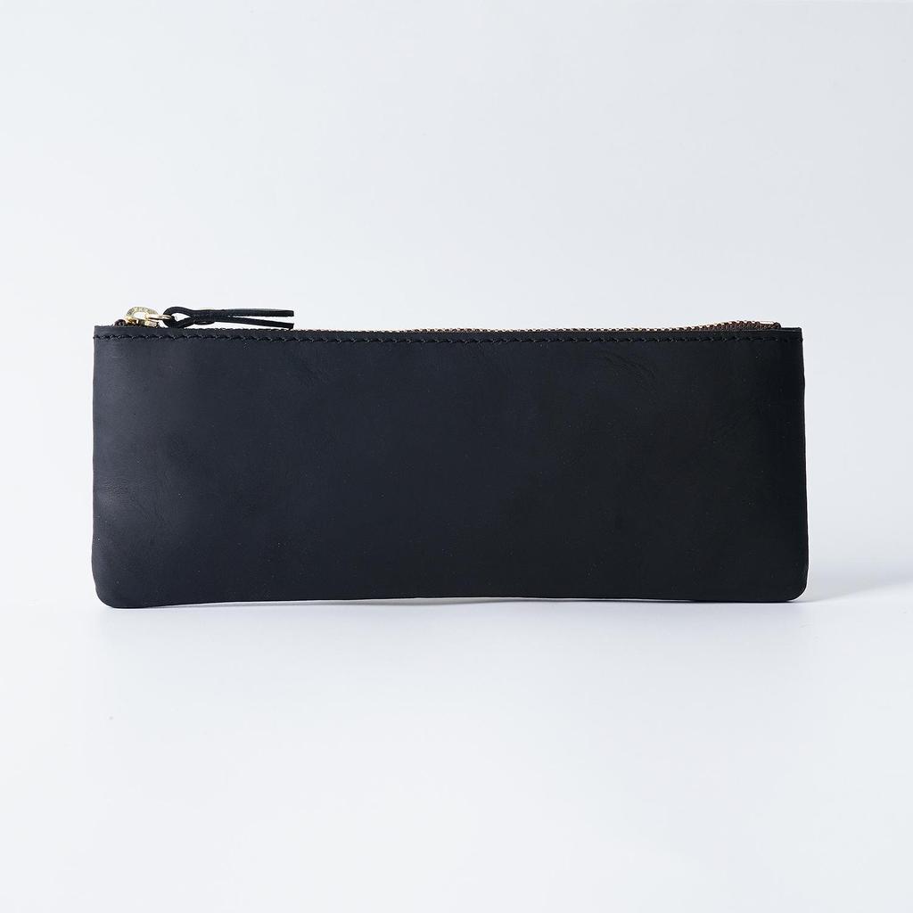 Unisex Genuine Leather Zipper Pencil Case - Handmade Retro Cowhide Stationery Box