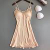 Ladies Sexy Silk Satin Night Dress Sleeveless Nighties V-neck Nightgown Nightdress Lace Sleepwear Nightwear