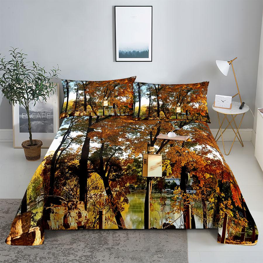 Comforter Scene Bed Sheet And Bedding Linens Queen King Double Size 220X240 Trees For Bedroom Soft Twin Full Single