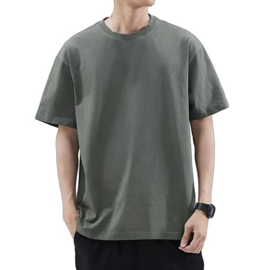 Men Solid Color T-Shirt Round Neck Short Sleeve Summer Tee Casual Loose Fit Tee Shirt for Daily Life Parties Street Beachwear