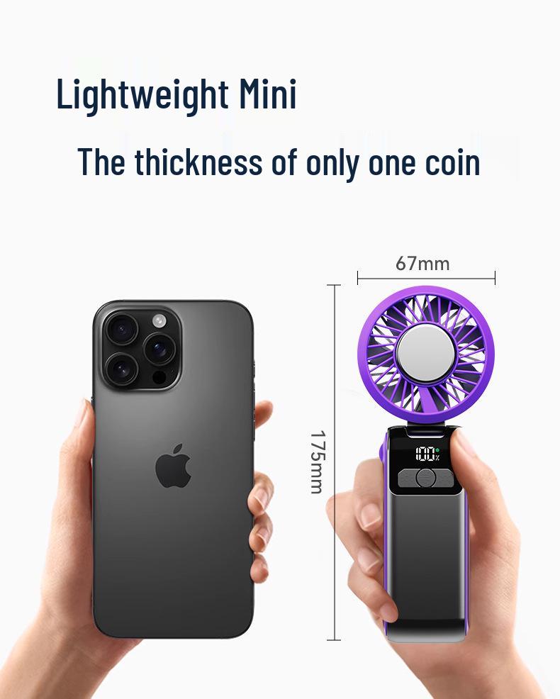 Upgraded Mini Portable Turbo Foldable Neck Fan with USB, Semiconductor Cooling & Digital Display