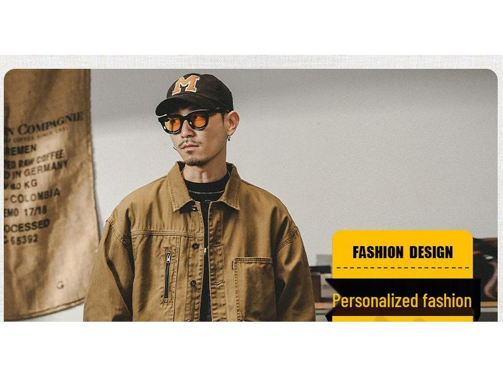 Men's Retro Herringbone Workwear Jacket - American Style, Heavyweight, Spring/Autumn