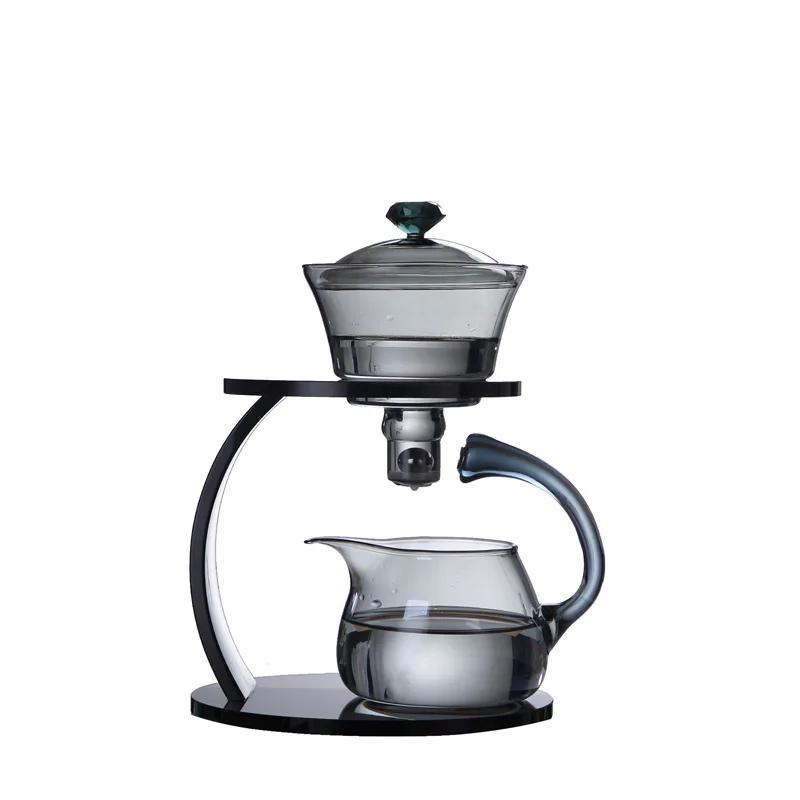 Полностью автоматический чайный сервиз, комбинация домашнего сенсорного заварника для чая, термостойкий стеклянный чайный сервиз