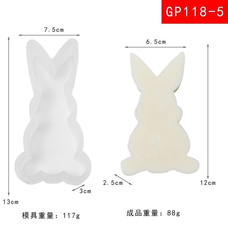 Cute Rabbit Candle Silicone Moulds Gypsum Car Mounted Incense Expanding Gypsum Soap Molds Easter Bunny Aromatherapy Candle Mold