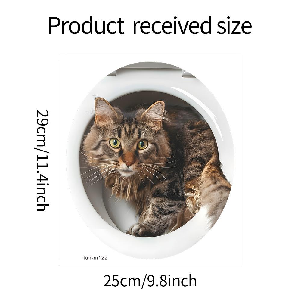 Комбинация мультфильм милый кот туалетный столб ванная комната украшение ванной декоративные настенные наклейки самоклеящиеся