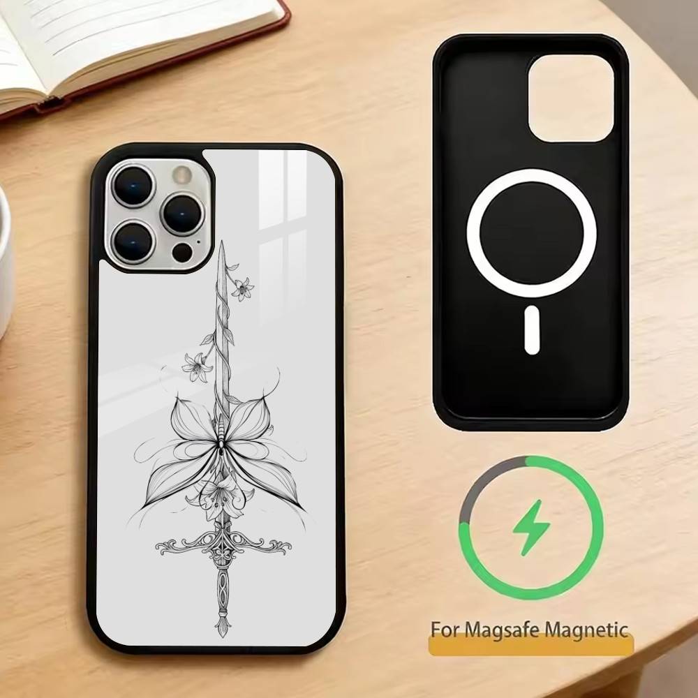 Креативный узор 'Меч' Чехол для телефона для iPhone 17, 16, 15, 14, 13, 12, 11 Plus, Pro Магнитный для Magsafe Беспроводной зарядки