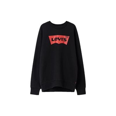 Levis Letter Print Crew Neck Pullover Long Sleeve Hoody Men Hoody Black A4957-0000