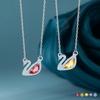 Серебряное ожерелье-лебедь S925 для женщин, многоцветный хрусталь, цепочка на ключицу, модное украшение