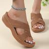 Lucyever Vintage Hollow Out Platform Slippers Women Plus Size 43 Wedge Heeled Sandals Woman Non Slip Summer Beach Slides Mujer