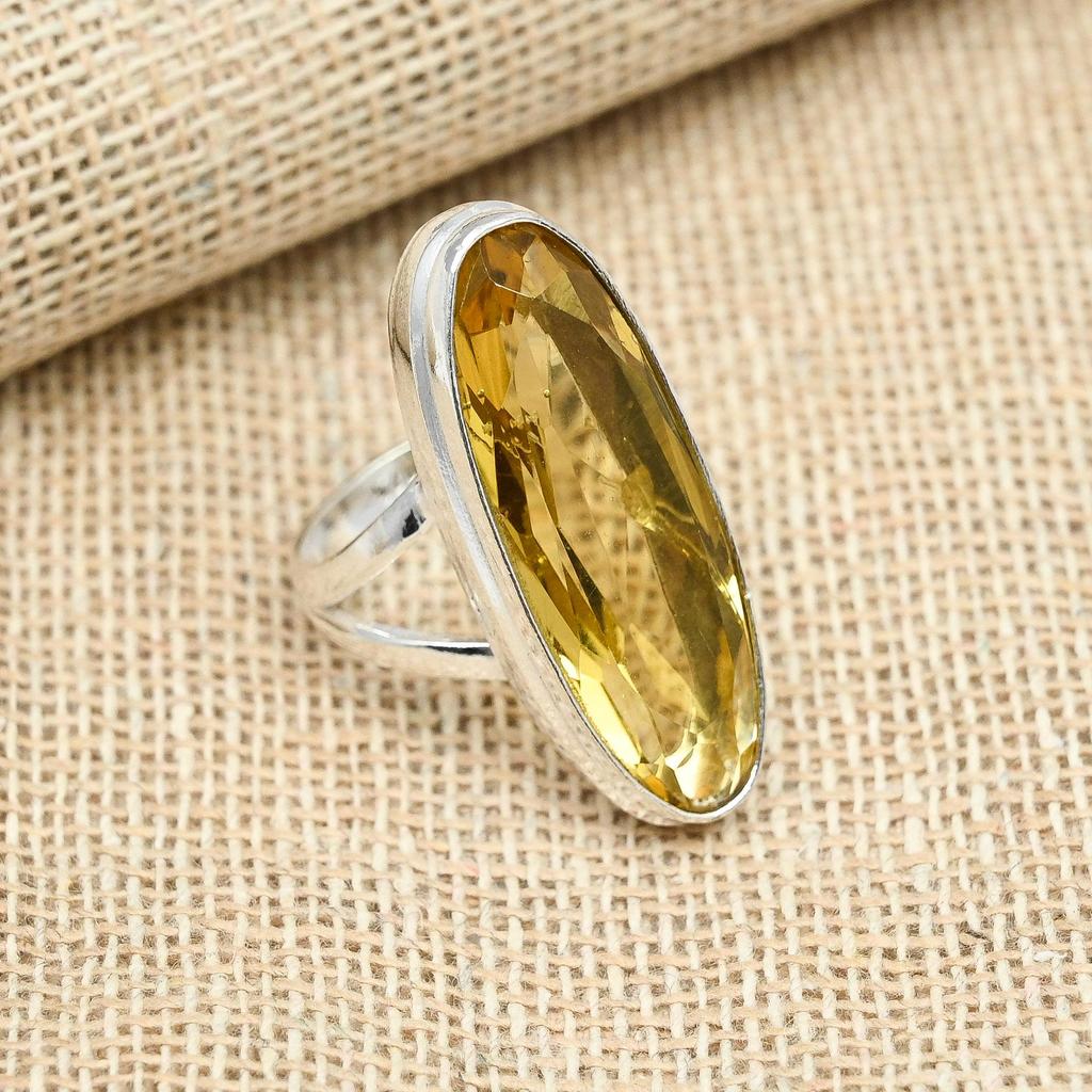 Lovely Citrine Gemstone Ring 925 Sterling Silver Handmade Jewelry Engagement Ring