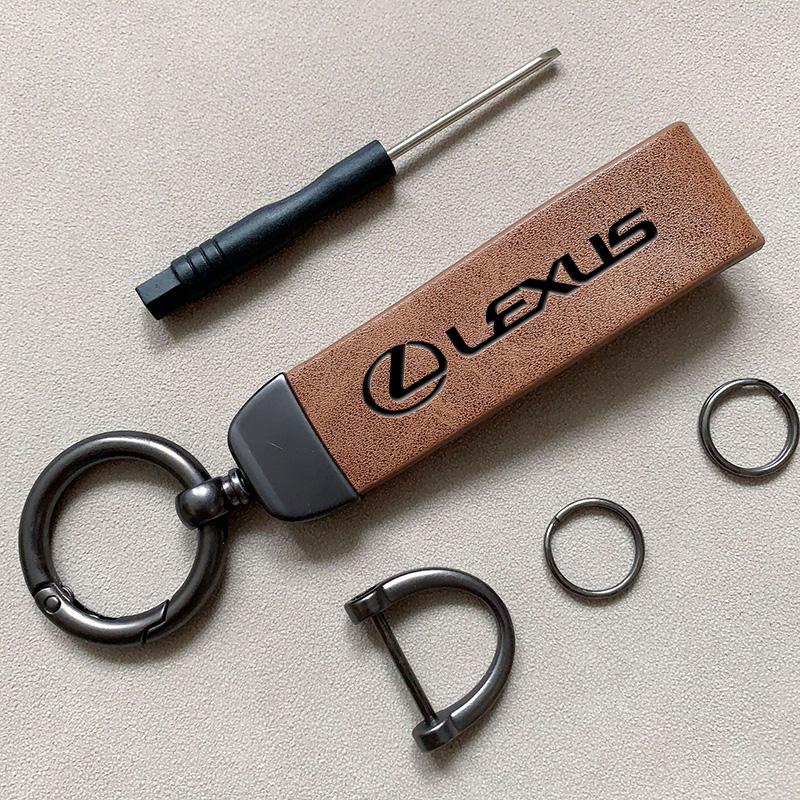 csgpkv1 Car Keychain Cowhide Leather Key Rings Waist Buckle Carabiner For Lexus F-SPORT ES RX NX LS UX LM LX GX LC RZ IS CT GS RC HS SC
